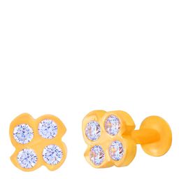 BHIMA 22K BIS Hallmark (916) Yellow Gold Floral Stone designer Nose Pin-image-36