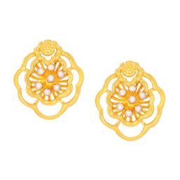 BHIMA 22K Hallmark 916 Purity Yellow Gold Flower Modal Studs-image-68