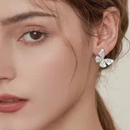VAGHBHATT Silver Plated Studs Earrings image 3