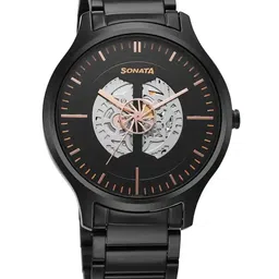 Sonata Unveil 2.0 Men Brass Skeleton Dial & Stainless Steel Straps Analogue Watch 7140NM03-18
