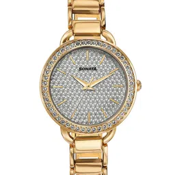 Sonata Women Wedding Bling Stainless Steel Bracelet Style Straps Analogue Watch 87052WM04-image-56