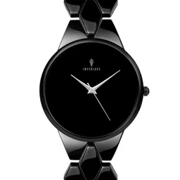 Imperious- The Royal Way Women Black Brass Dial & Black Bracelet Style Straps Analogue Watch-32