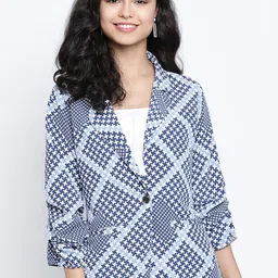 DRAAX Fashions Checked Mandarin Collar Roll-Up Sleeves Shirt Style Top-picture-6