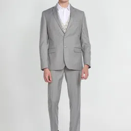 Arrow Men Self Design Single-Breasted Tailored-Fit 3-Piece Formal Suits-4
