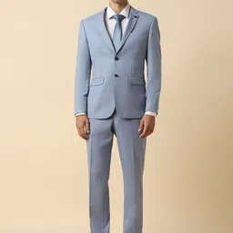 Allen Solly Men Slim-Fit Textured Notched Lapel Formal Two Piece Suit-image-74