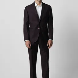 Van Heusen Men Checked Slim-Fit Single-Breasted Two-Piece Formal Suit-picture-11