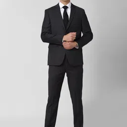 Van Heusen Men Charcoal Grey Checked Slim-Fit Single-Breasted Two-Piece Formal Suit-image-71