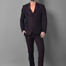 Canary London Men Maroon Solid Slim-Fit Single-Breasted Suit-image-39