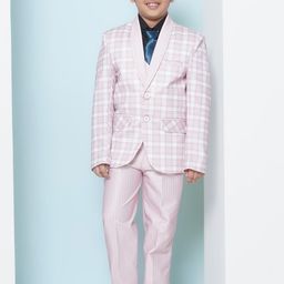Aj DEZInES Boys Checked Single-Breasted Cotton Five-Piece Party Suit-picture-19