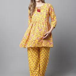 Secret Wish Floral Printed Pure Cotton Maternity Night suit-image-75