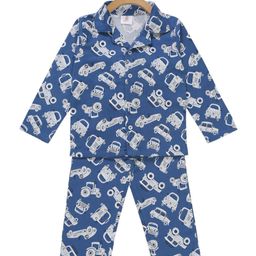 Hippodrome Kids Blue & White Vintage Car Flannel Night Suit-picture-16