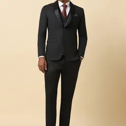 Allen Solly Slim-Fit Shawl Collar Single-Breasted Three-Piece Formal Suit-image-95