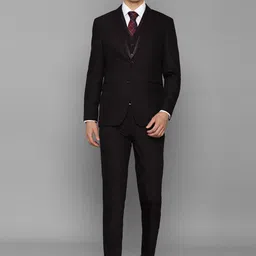 Louis Philippe Men Black Solid Slim-Fit Single-Breasted Three-Piece Formal Suit-image-80