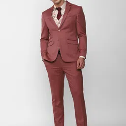 Peter England Elite Men Self Design Slim Fit Single-Breasted 3 Piece Party Suit-picture-4