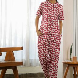 SANSKRUTIHOMES Conversational Printed Pure Cotton Night suit-image-40