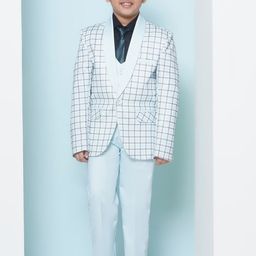 Aj DEZInES Boys Checked Cotton Single-Breasted Cotton Five-Piece Suit-picture-35