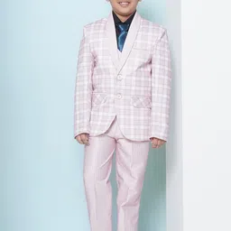 Aj DEZInES Boys Checked Cotton Single-Breasted Five-Piece Suit-image-60