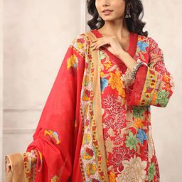 Jaipur Morni Women Floral Printed Regular Pure Cotton Kurta with Trousers & With Dupatta-image-28