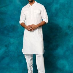 VASTRAMAY Regular Pathani Kurta with Patiala-image-95
