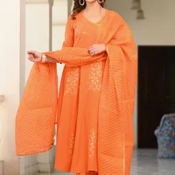 Indi INSIDE Women Floral Printed Angrakha Gotta Patti Kurta with Trousers & With Dupatta-15