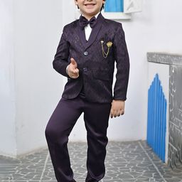 BT DEZINES Boys Single-Breasted Satin Five-Piece Party Suits-image-46