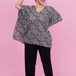 LastInch Ethnic Motifs Printed Kaftan V-Neck Night Suit-picture-10