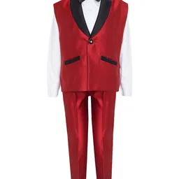 BAESD Boys Single-Breasted Shawl Collar 3 Piece Party Suit-image-27