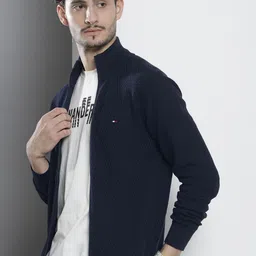 Tommy Hilfiger Self Design Open-Knit Pure Cotton Cardigan Sweater-image-13