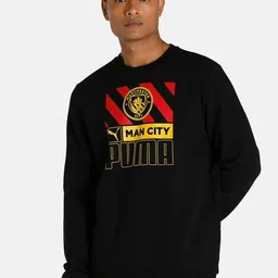Puma Men Black Manchester City FC FtblCore Printed Football Sweatshirt-image-96