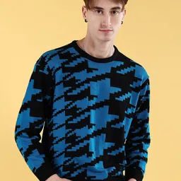 The Indian Garage Co Geometric Self Designed Acrylic Pullover-image-70