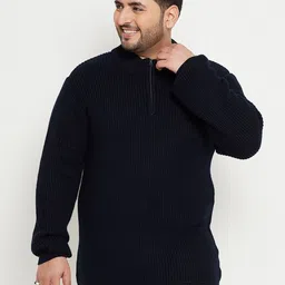 Club York Plus Size Mock Collar Acrylic Pullover-image-68