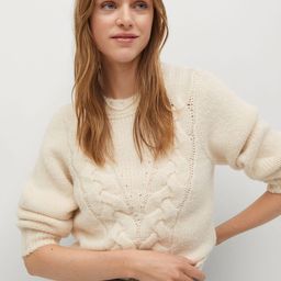 MANGO Women Off-White Cable Knit Pullover Sweater-image-18