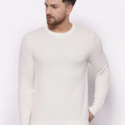 Red Tape Men Off White Self Design Pullover Sweater-picture-11
