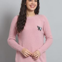 BROOWL Cable Knit Self Design Embellished Woollen Pullover Sweater-34
