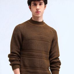 Flying Machine Men Self Design Pure Cotton Cable Knit Pullover Sweater-picture-0
