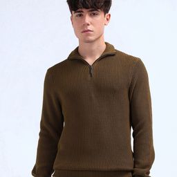 Flying Machine Men Self Design Pure Cotton Cable Knit Pullover-image-84
