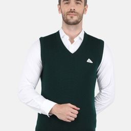 Monte Carlo Men Green  Pure Wool Sweater Vest-image-27