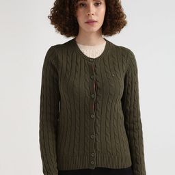 Tommy Hilfiger Cable Knit Round Neck Long Sleeves Pure Cotton Cardigan Sweater-image-53