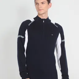 Arrow Sport Colourblocked Mock Collar Long Sleeves Pullover-picture-35