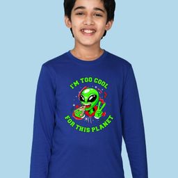 NUSYL Boys Alien & Text Printed Long Sleeves Cotton Casual T-shirt-image-49