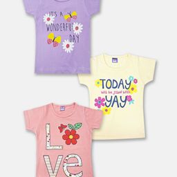 Here&Now X Game Begins Girls Pack Of 3 Printed Pure Cotton T-Shirts-21