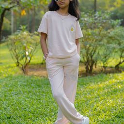 Nap Chief Girls Positive Bloom Printed Relaxed Fit Pure Cotton Oversized T-shirt & Jogger-picture-18