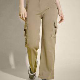 CORSICA Women Plus Size Relaxed High-Rise Easy Wash Cargos Trousers-image-52