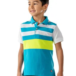 Cherry Crumble Boys Multicolor Colourblocked Brazen Polo T-shirt-image-29