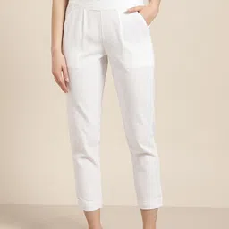 Jaipur Kurti Women White Regular Cropped Trousers-picture-16