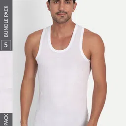 T.T. Men Pack Of 5 Softy Pure Cotton Sleeveless Undershirts- SOFTY_RN_PO5_WHT_95-image-70