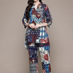 Readiprint Fashions Women Ethnic Motifs Printed Cotton Straight Tunic & Trousers-image-82