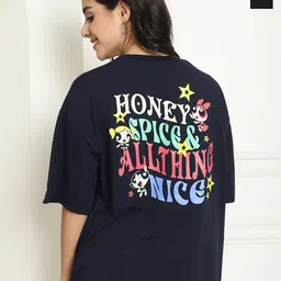 Metronaut Women Pack of 2 Graphic Printed Round Neck Cotton Oversized T-shirts-image-73