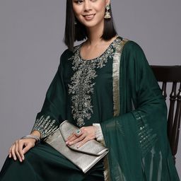 Varanga Women Floral Yoke Design Regular Kurta with Trousers & Dupatta-picture-10