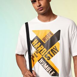 HRX by Hrithik Roshan Men Printed Drop-Shoulder Sleeves Oversized Pure Cotton T-shirt-image-97